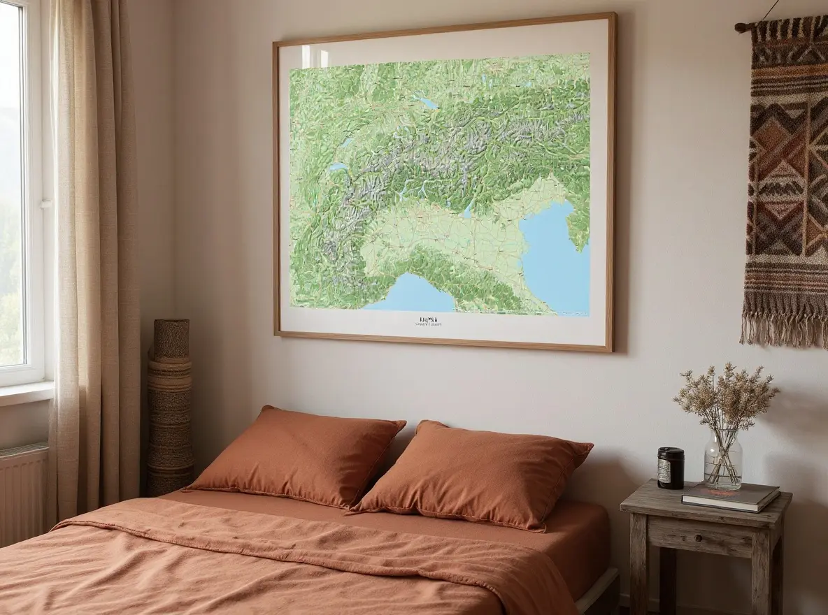 Topografische Bergkarte des Wettersteingebirges als Wandbild