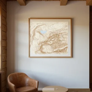Topografische Bergkarte Stil Höhenlinien – minimalistisch mit Isolinien als Wandbild im Wohnraum