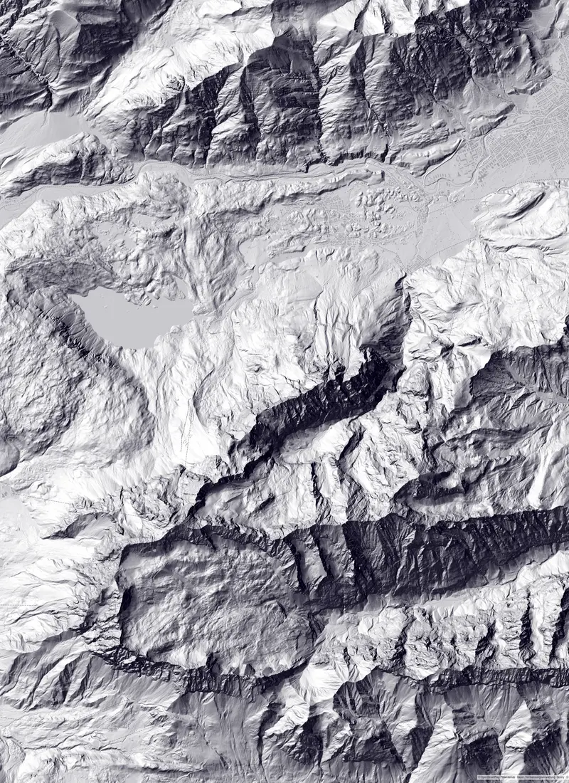 Topografische Bergkarte Stil Monochrom – zeitlos elegant in Schwarz-Weiß